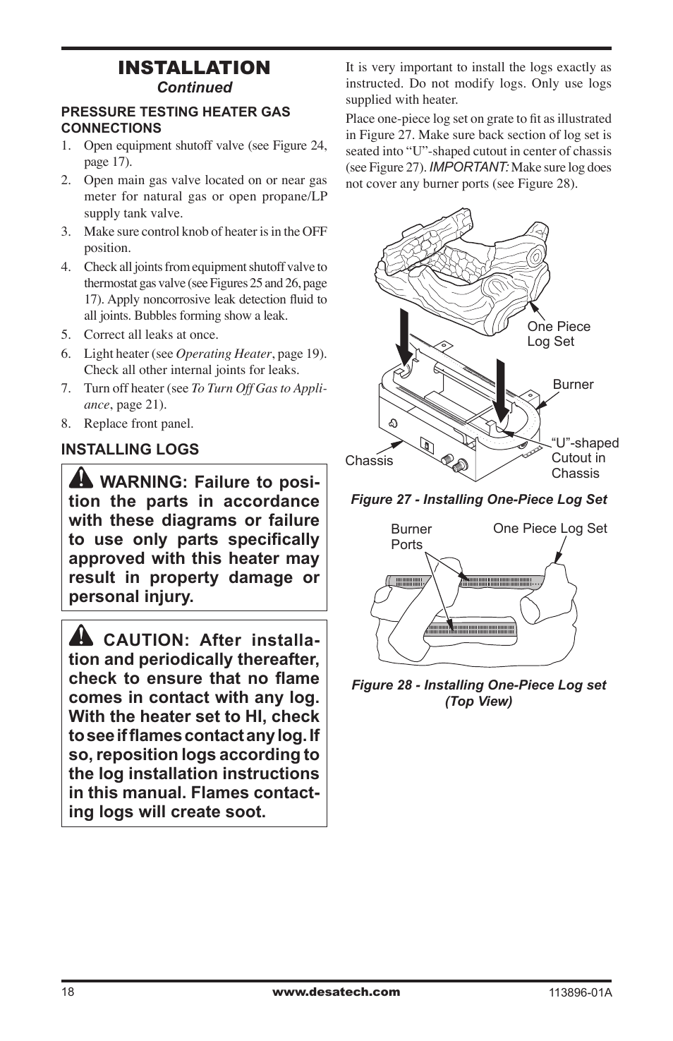 Installation | Desa CF26PTA User Manual | Page 18 / 36