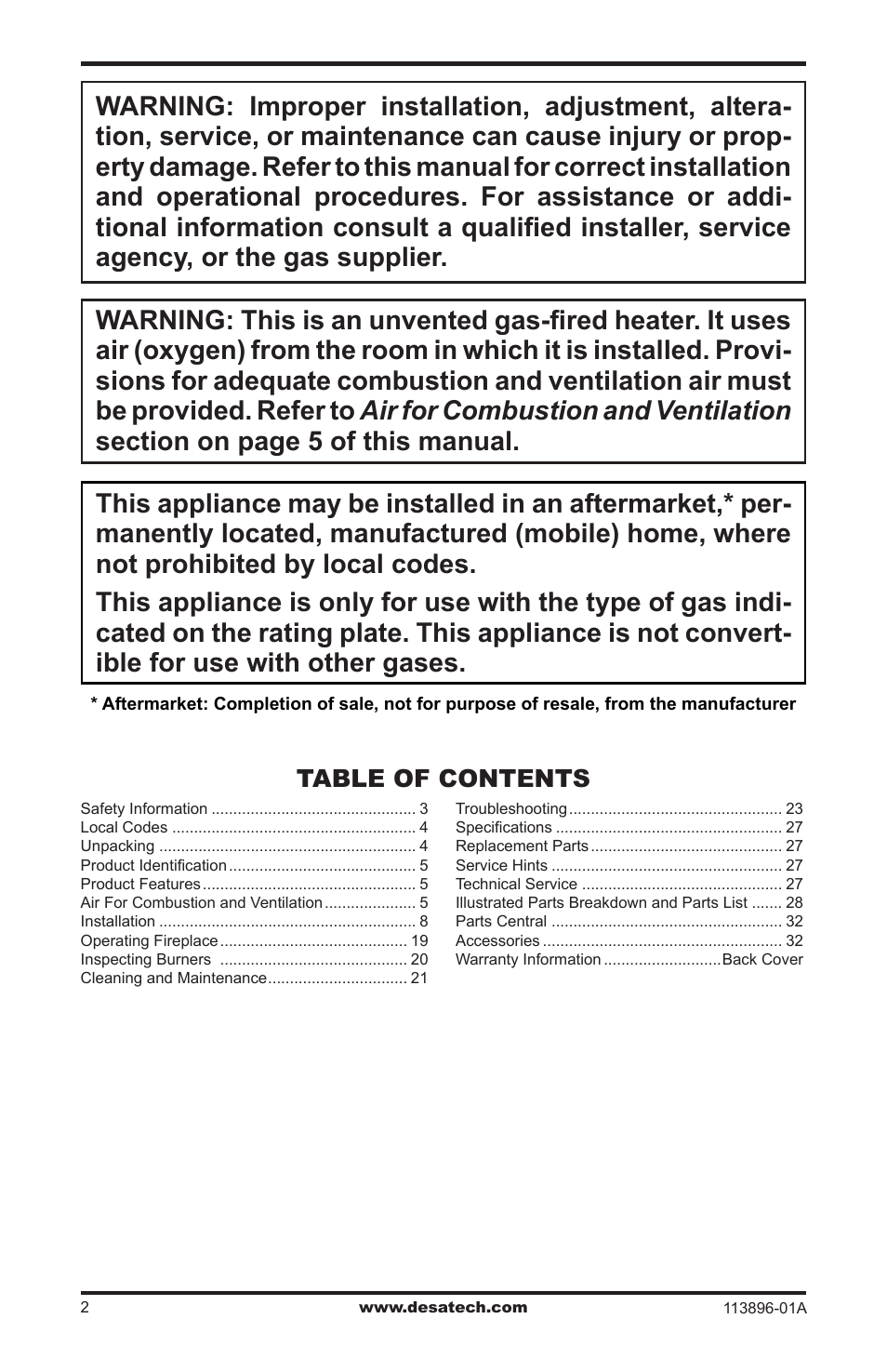 Desa CF26PTA User Manual | Page 2 / 36