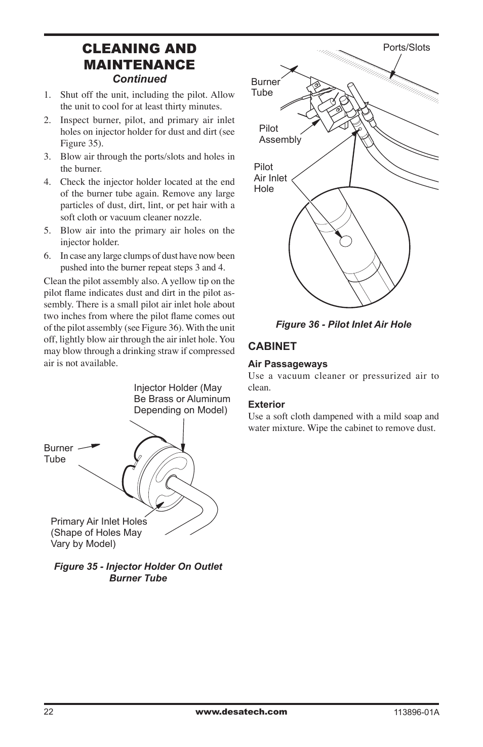 Cleaning and maintenance | Desa CF26PTA User Manual | Page 22 / 36