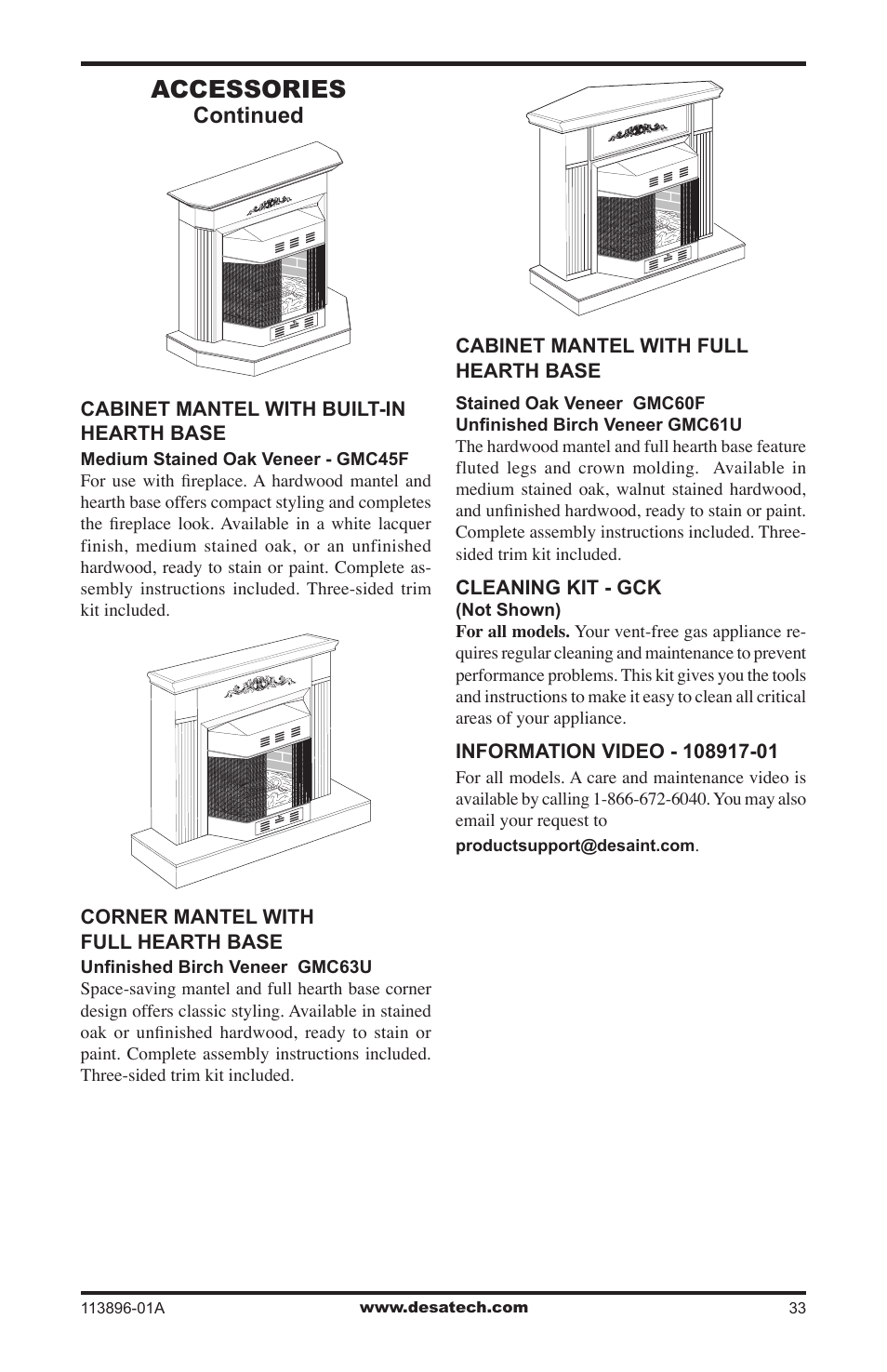 Accessories, Continued | Desa CF26PTA User Manual | Page 33 / 36