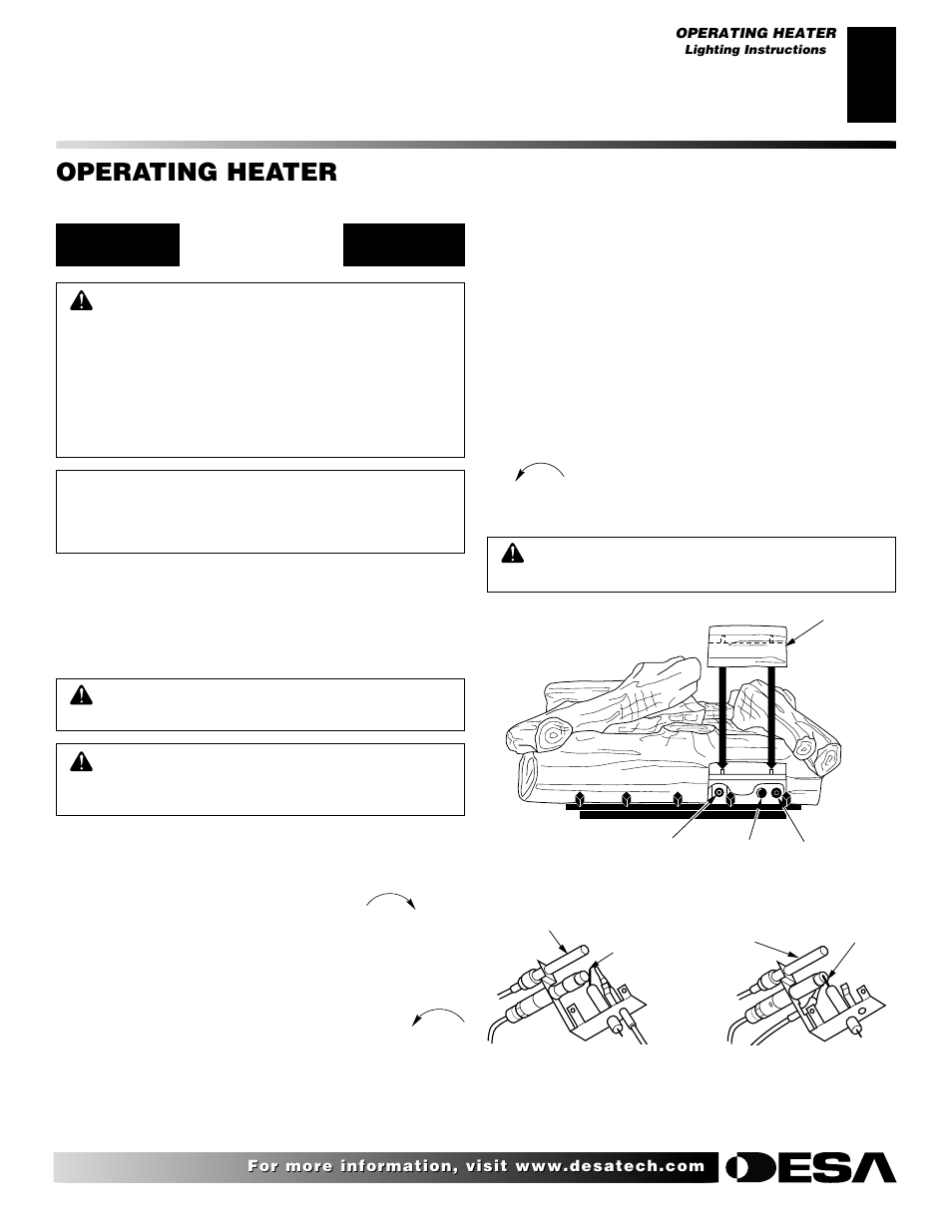 Operating heater, Continued | Desa VML27NR User Manual | Page 15 / 28