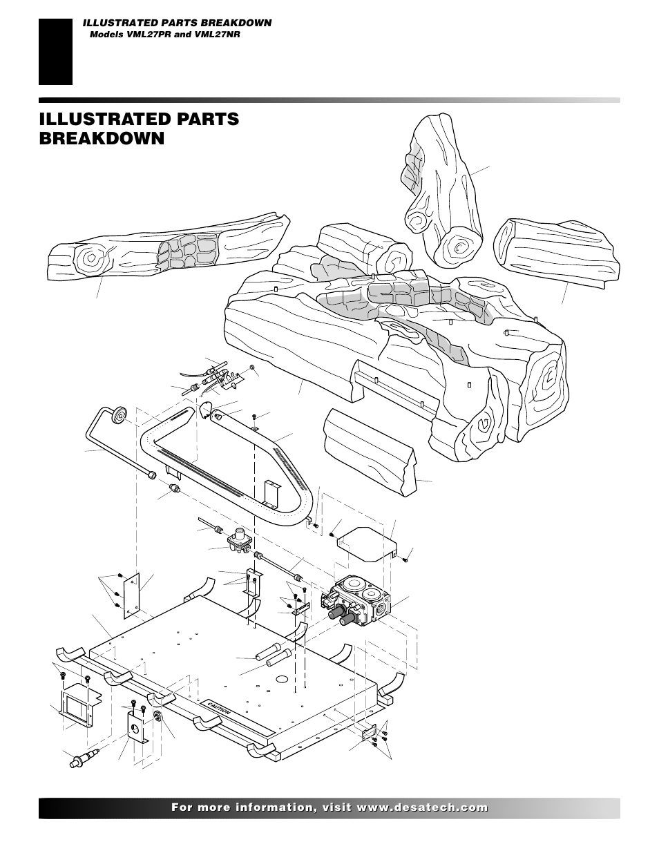 Illustrated parts breakdown, Models vml27pr vml27nr | Desa VML27NR User Manual | Page 22 / 28