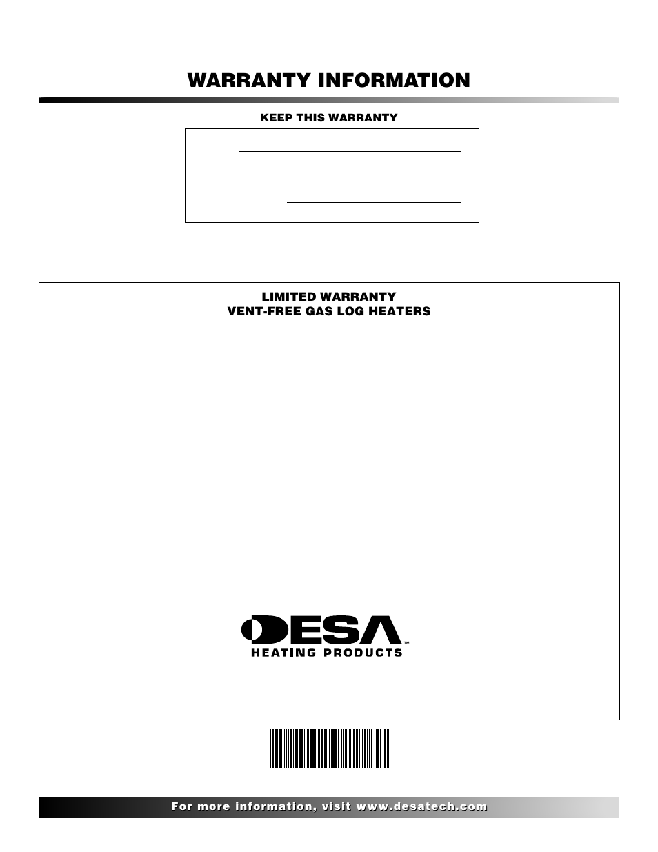 Warranty information | Desa VML27NR User Manual | Page 28 / 28