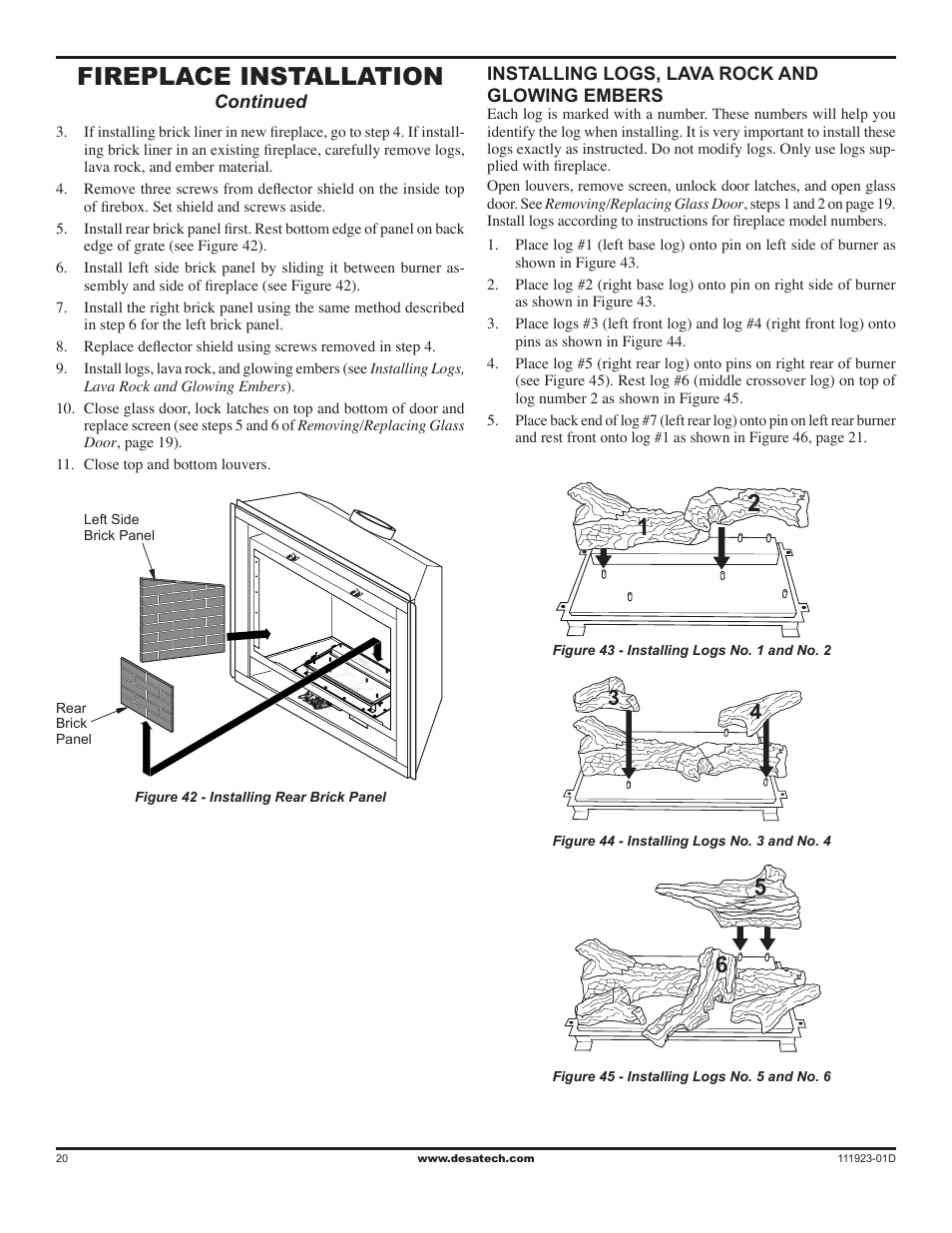 Fireplace installation | Desa (V)K36N User Manual | Page 20 / 36