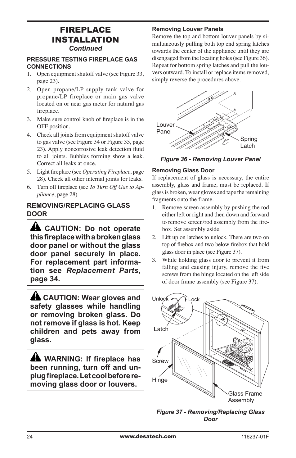 Fireplace installation | Desa (V)VC42PE Series User Manual | Page 24 / 40