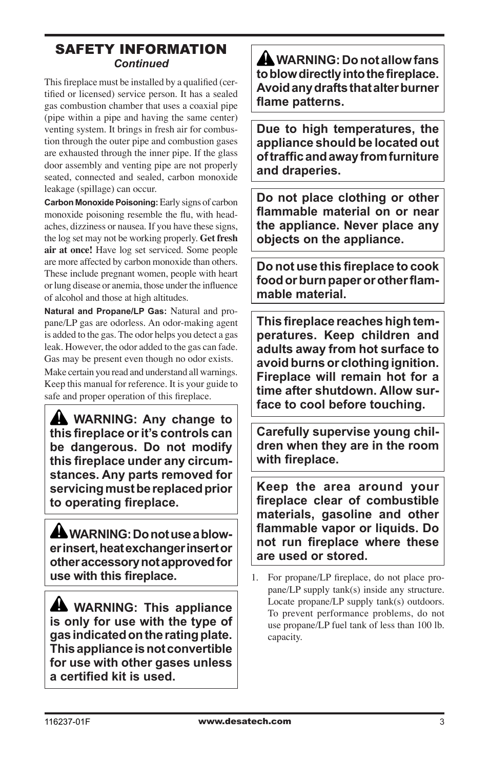 Safety information | Desa (V)VC42PE Series User Manual | Page 3 / 40