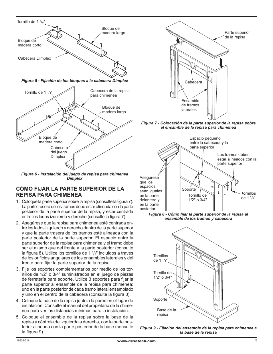 Desa Wall Mantel and Base with Trim W32WP User Manual | Page 7 / 8