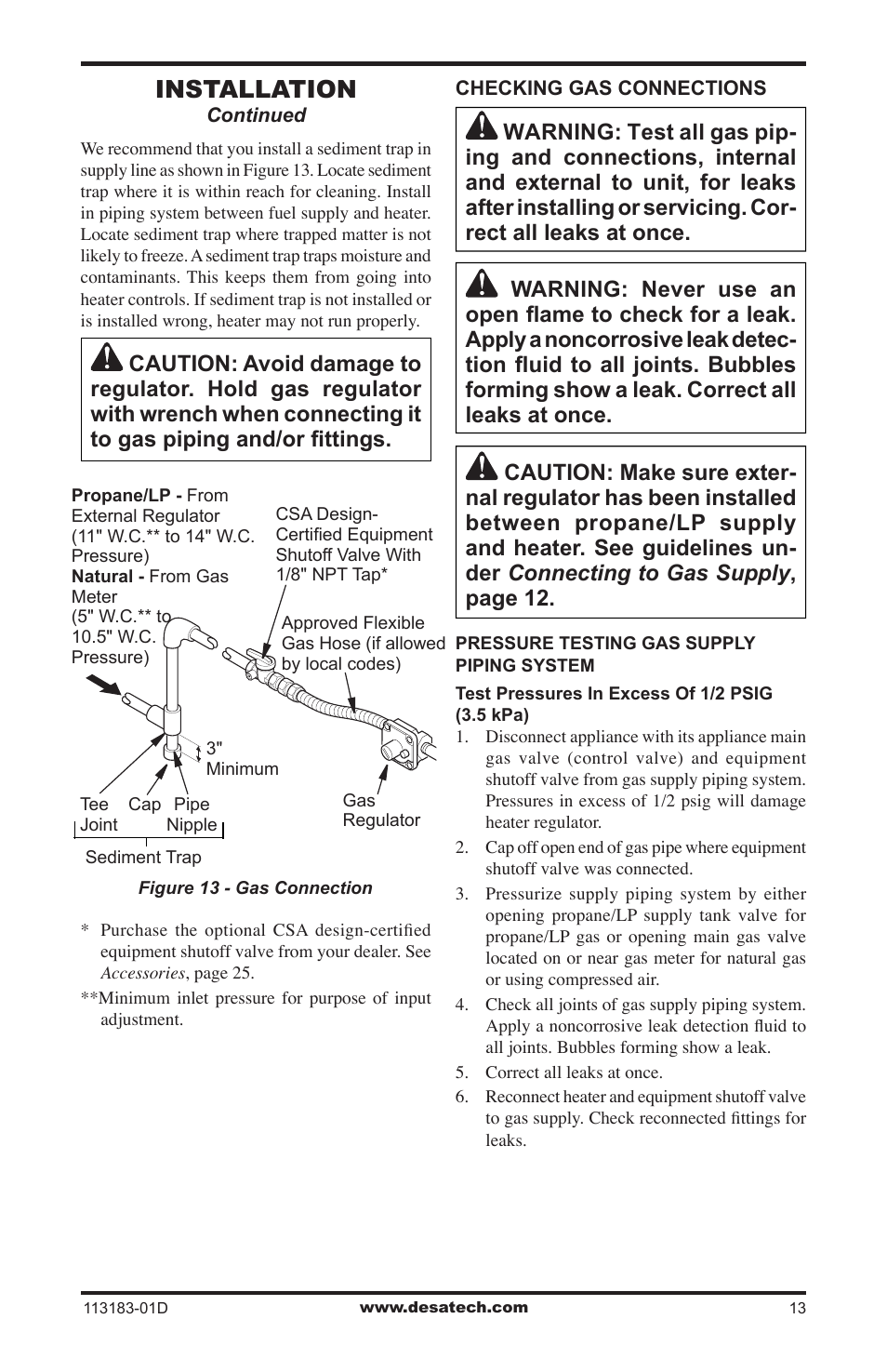 Installation | Desa CDR3924NT User Manual | Page 13 / 28