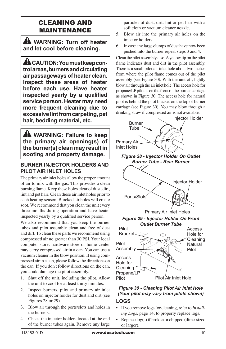 Cleaning and maintenance | Desa CDR3924NT User Manual | Page 19 / 28