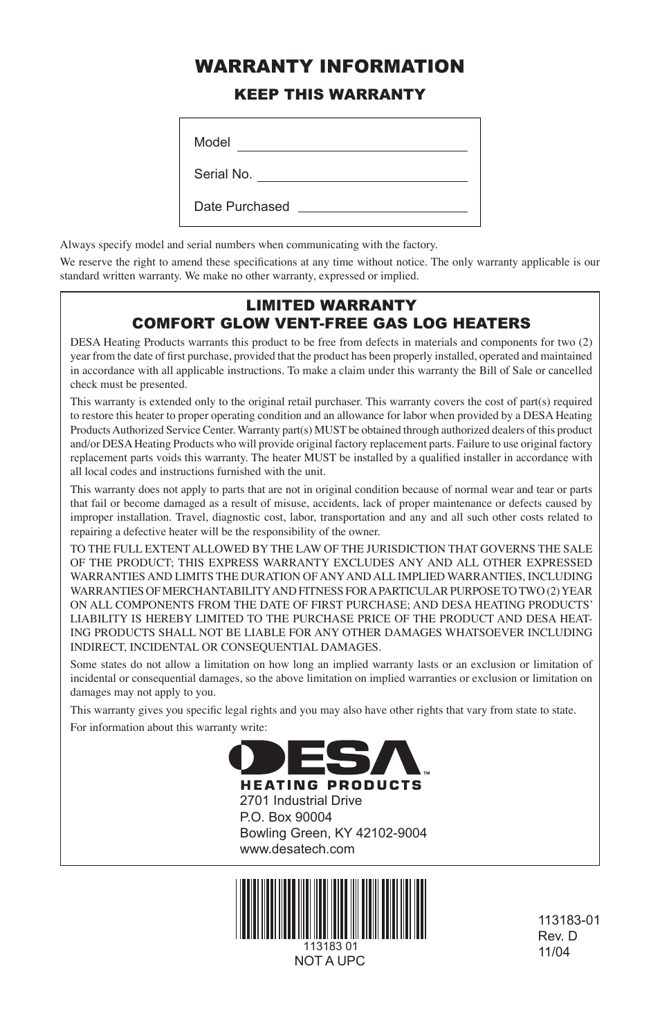 Warranty information, Keep this warranty | Desa CDR3924NT User Manual | Page 28 / 28