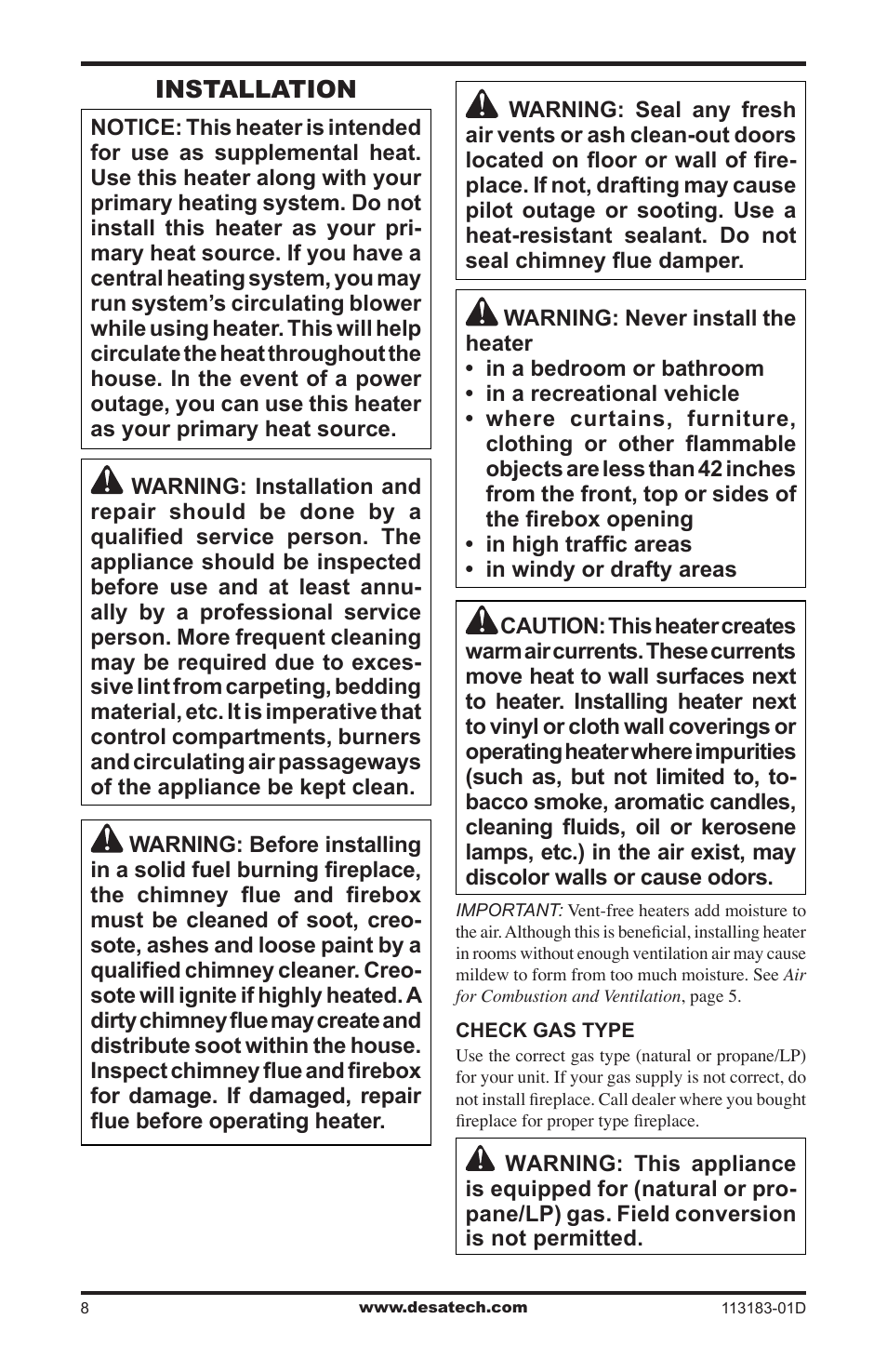 Installation | Desa CDR3924NT User Manual | Page 8 / 28