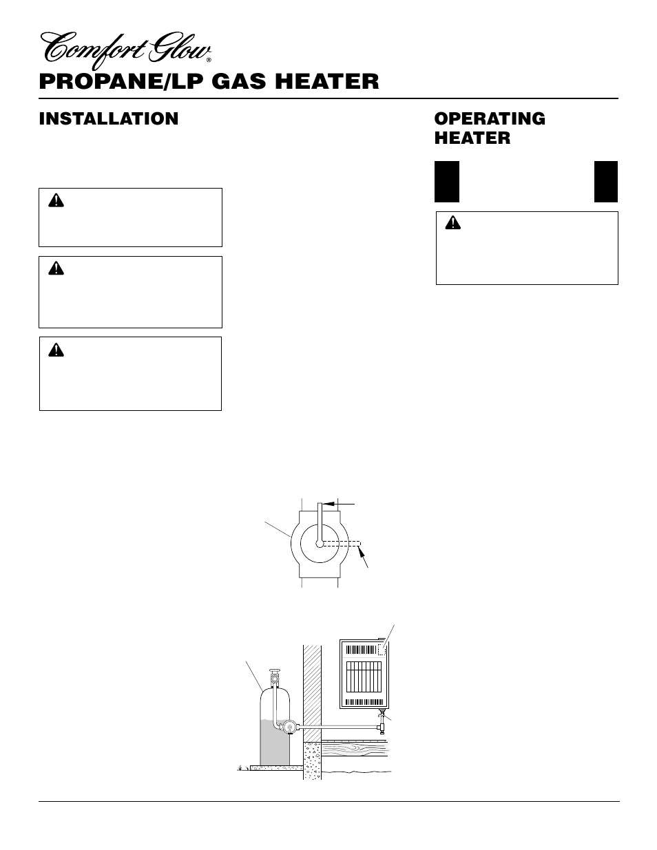 Propane/lp gas heater, Operating heater, Installation | Continued | Desa CGP10RLA User Manual | Page 10 / 20