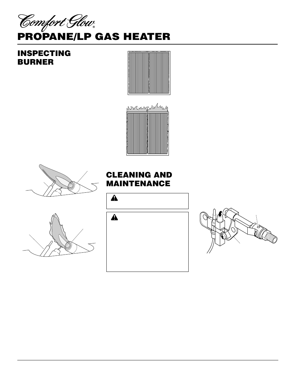 Propane/lp gas heater, Inspecting burner, Cleaning and maintenance | Desa CGP10RLA User Manual | Page 12 / 20