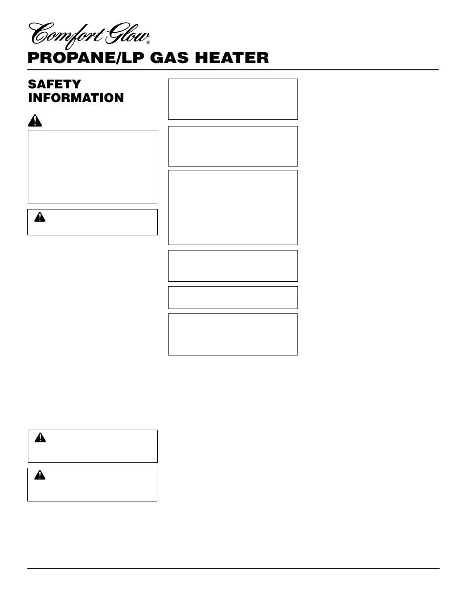 Propane/lp gas heater, Safety information | Desa CGP10RLA User Manual | Page 2 / 20
