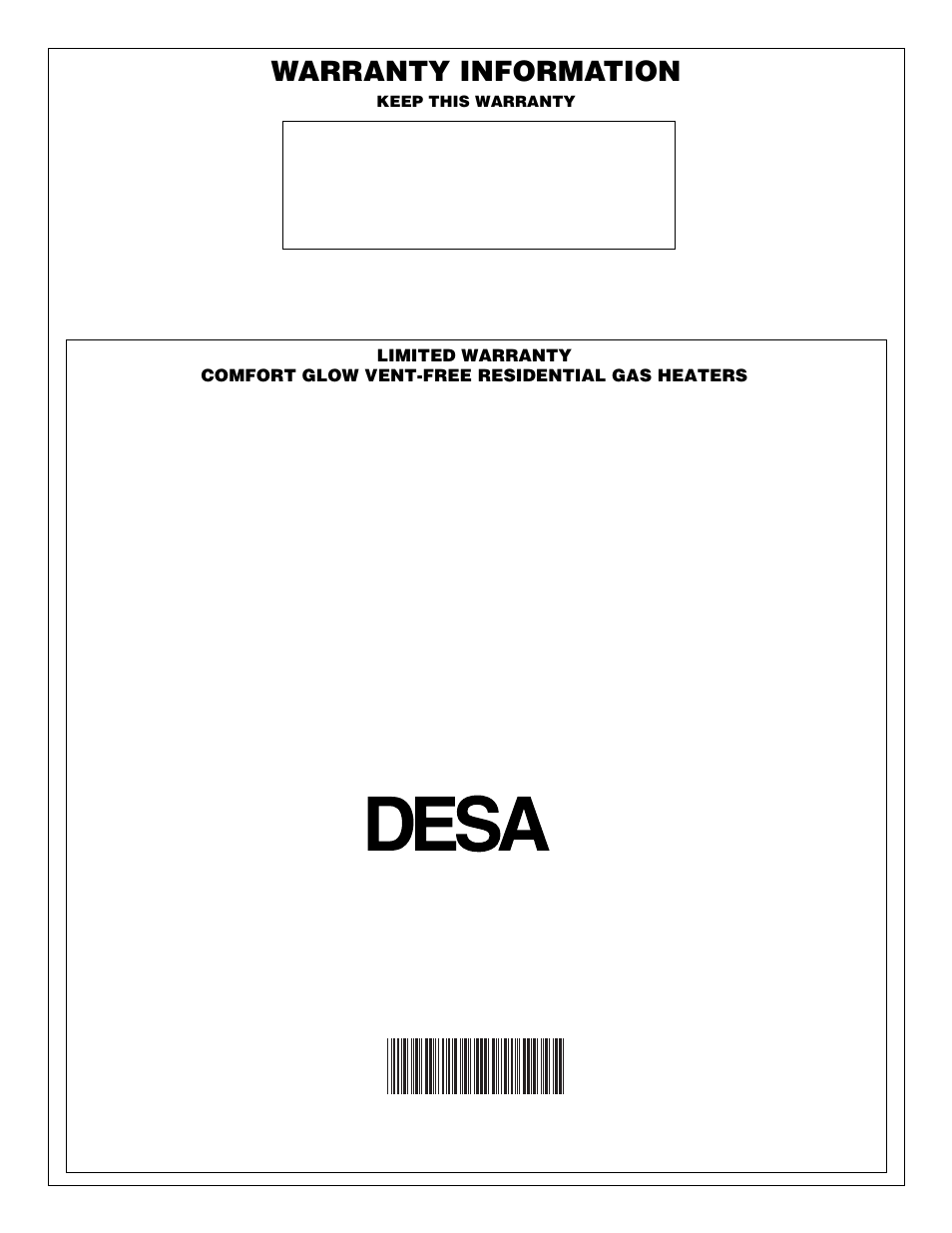 Warranty information, International | Desa CGP10RLA User Manual | Page 20 / 20