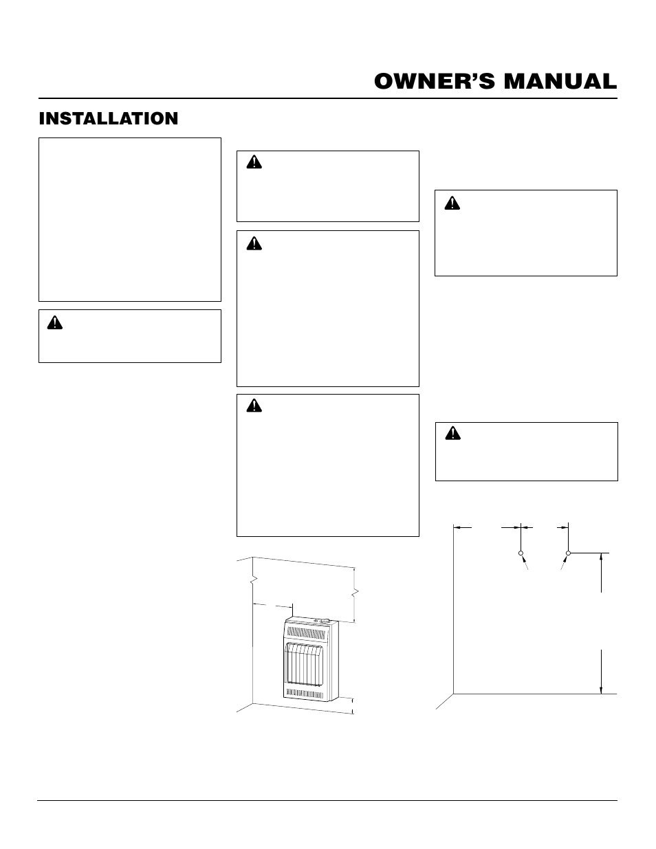 Owner’s manual, Installation, Check gas type | Installation items, Locating heater, Installing heater to wall | Desa CGP10RLA User Manual | Page 7 / 20