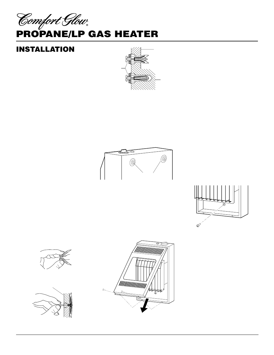 Propane/lp gas heater, Installation, Continued | Desa CGP10RLA User Manual | Page 8 / 20