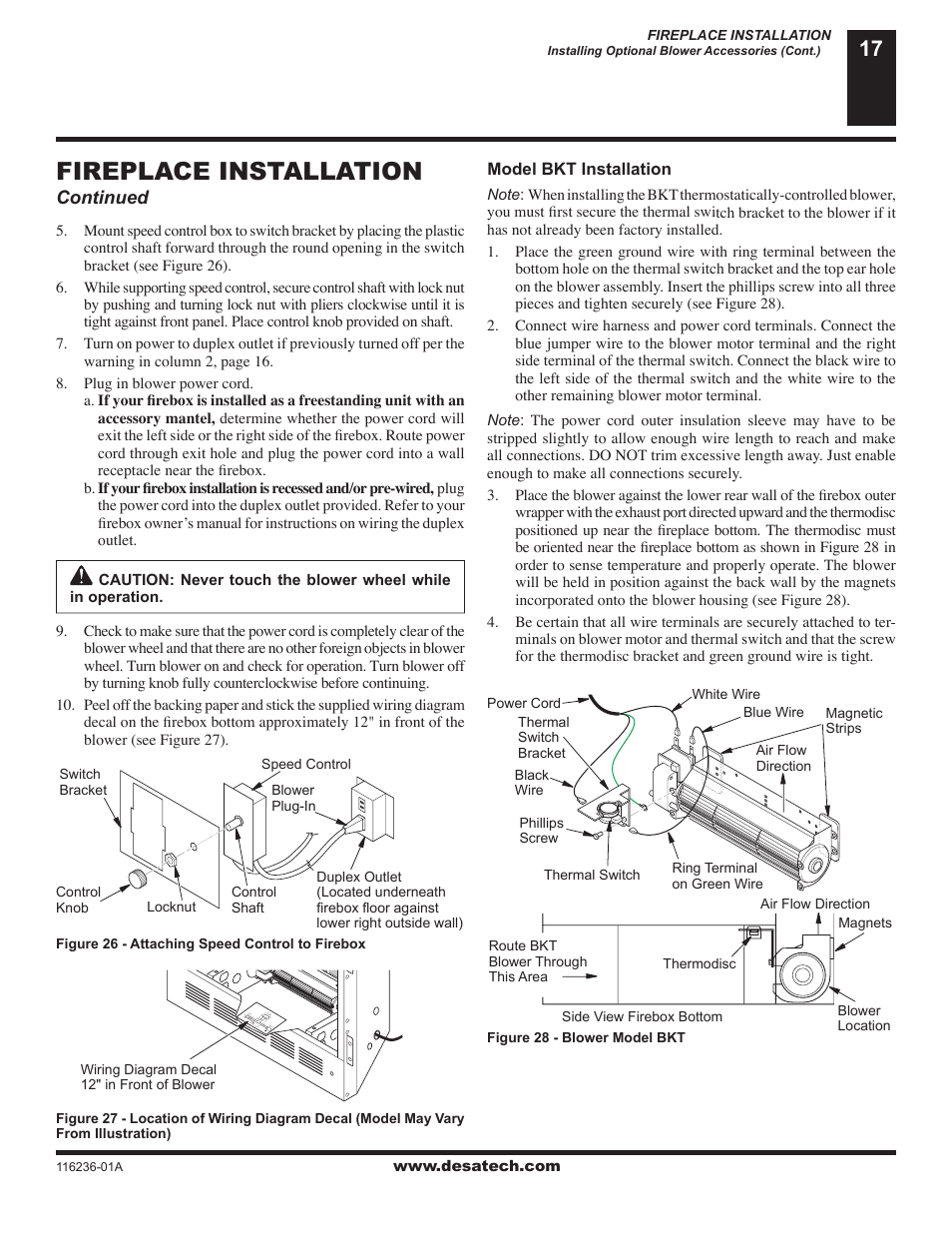 Fireplace installation | Desa VC42P SERIES User Manual | Page 17 / 40