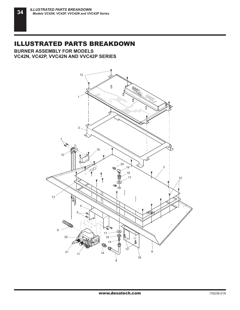 Illustrated parts breakdown | Desa VC42P SERIES User Manual | Page 34 / 40