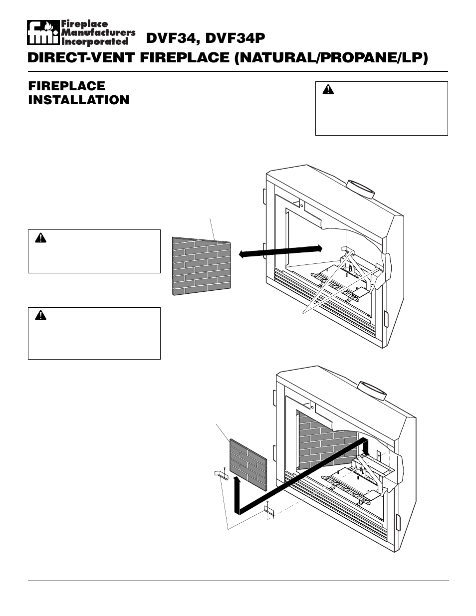 Fireplace installation | Desa DVF34 User Manual | Page 22 / 36