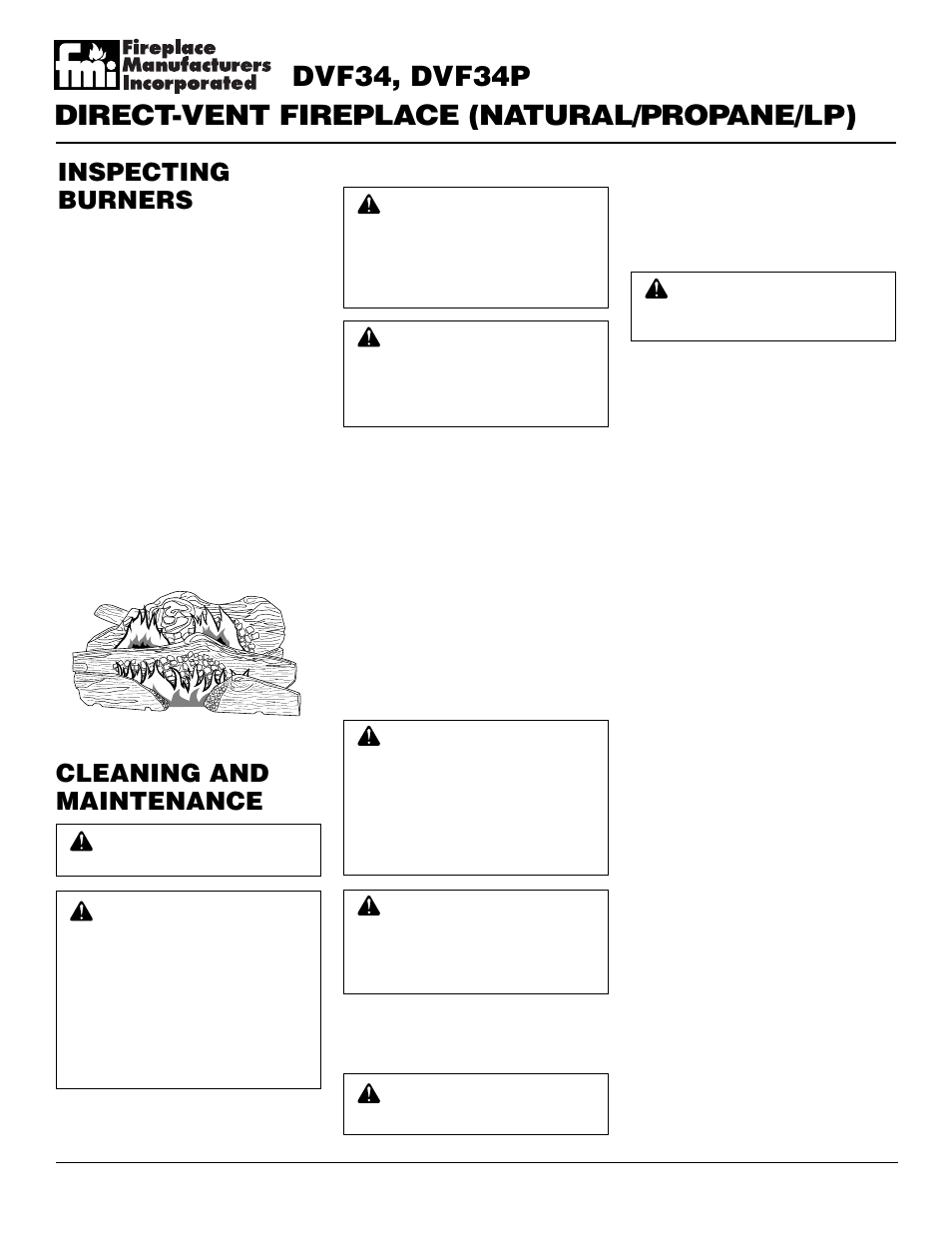 Cleaning and maintenance, Inspecting burners | Desa DVF34 User Manual | Page 26 / 36
