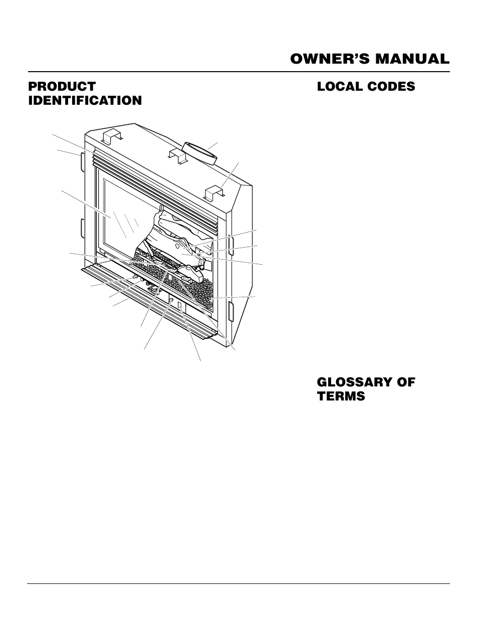 Owner’s manual, Product identification, Local codes | Glossary of terms | Desa DVF34 User Manual | Page 3 / 36