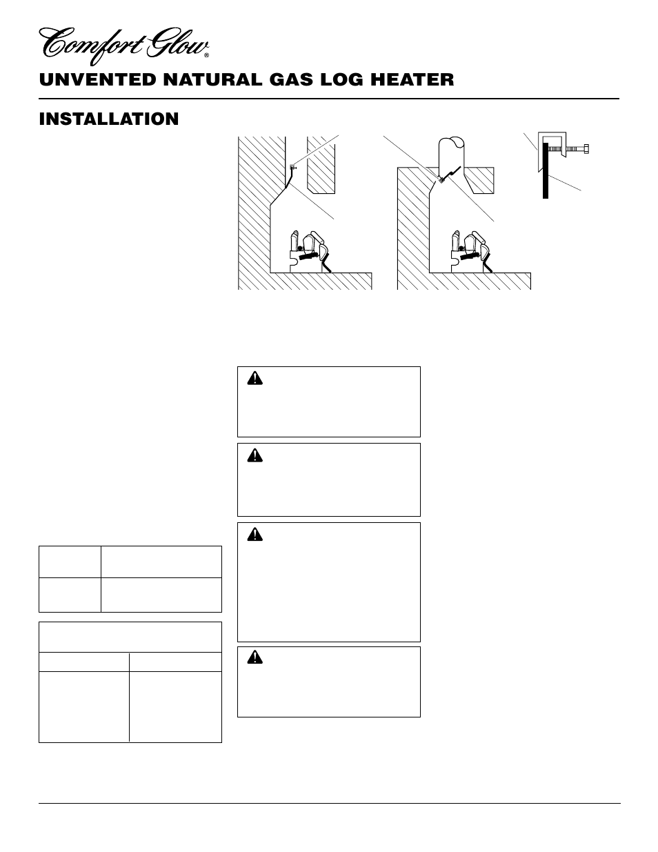 Unvented natural gas log heater, Installation, Continued | Desa CCL3930NR User Manual | Page 10 / 28