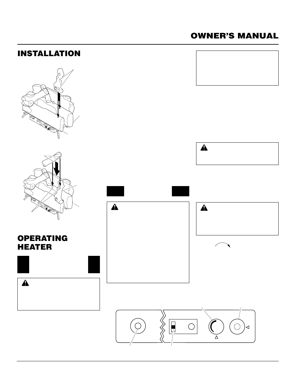 Owner’s manual, Operating heater, Installation | Continued | Desa CCL3930NR User Manual | Page 15 / 28
