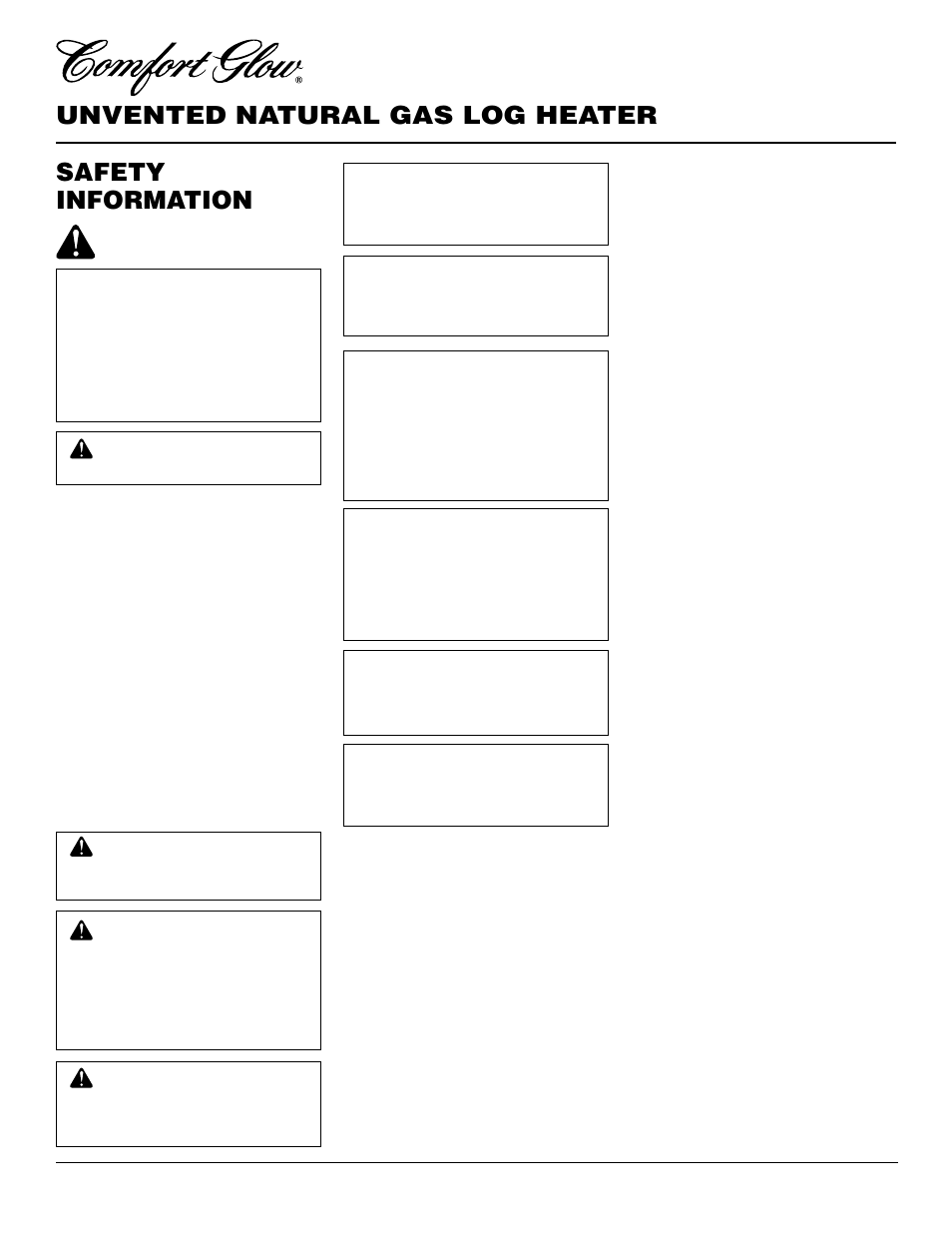 Unvented natural gas log heater, Safety information | Desa CCL3930NR User Manual | Page 2 / 28