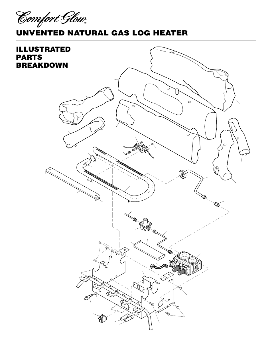 Unvented natural gas log heater, Illustrated parts breakdown | Desa CCL3930NR User Manual | Page 24 / 28