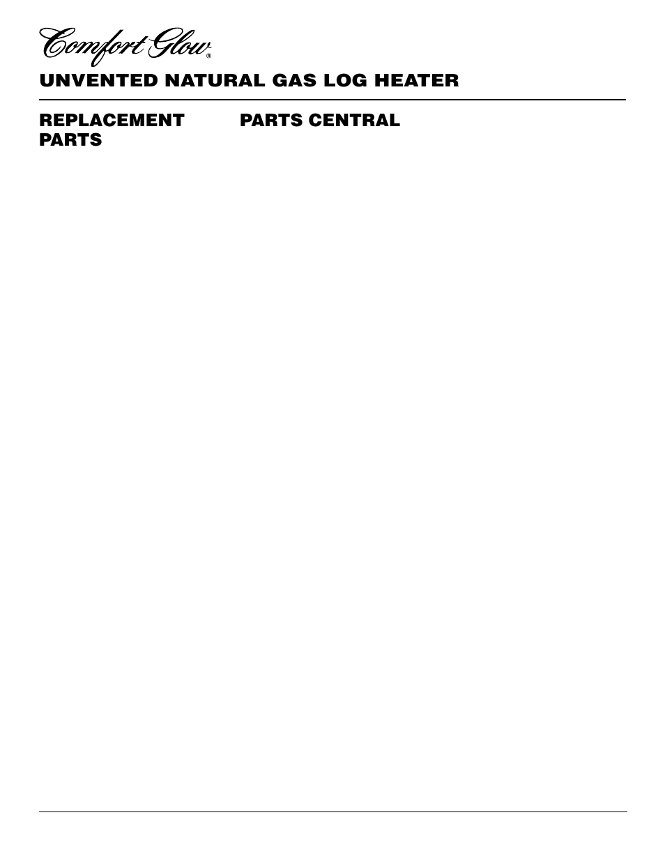 Unvented natural gas log heater, Replacement parts, Parts central | Desa CCL3930NR User Manual | Page 26 / 28
