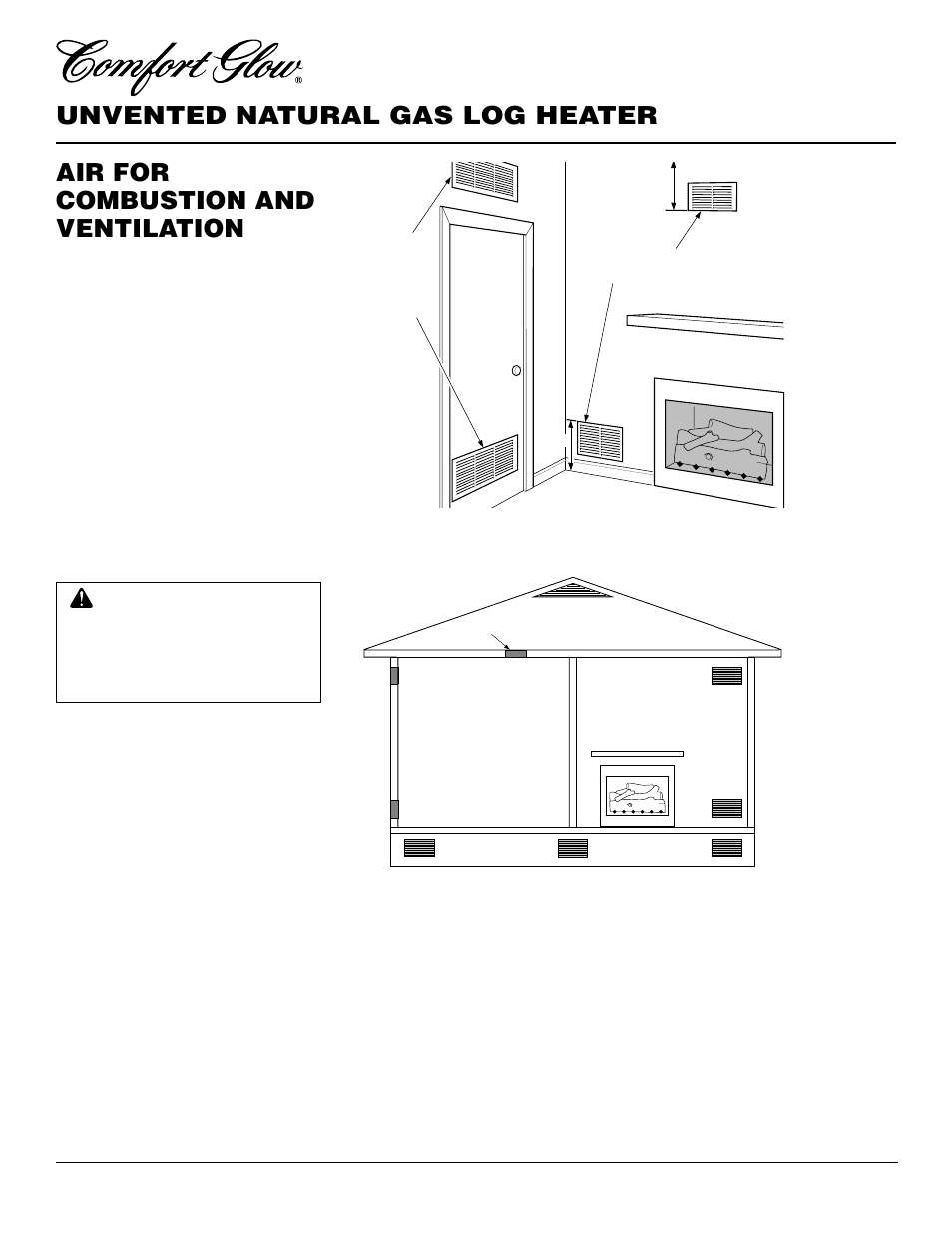 Unvented natural gas log heater, Air for combustion and ventilation, Continued | Desa CCL3930NR User Manual | Page 6 / 28