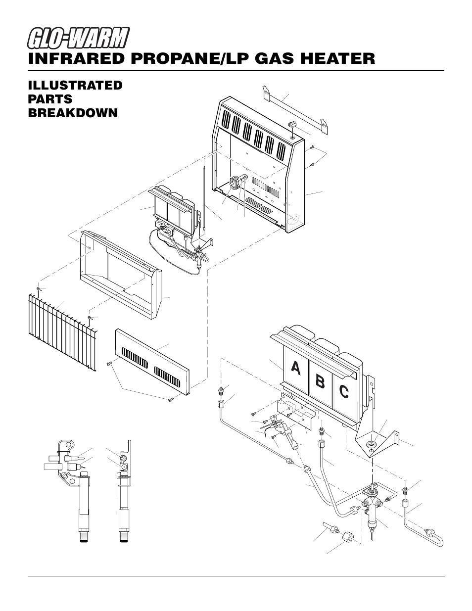 Infrared propane/lp gas heater, Illustrated parts breakdown, Fb-3b | Burner assembly, Ods/pilot assembly | Desa FBS-5C User Manual | Page 20 / 28