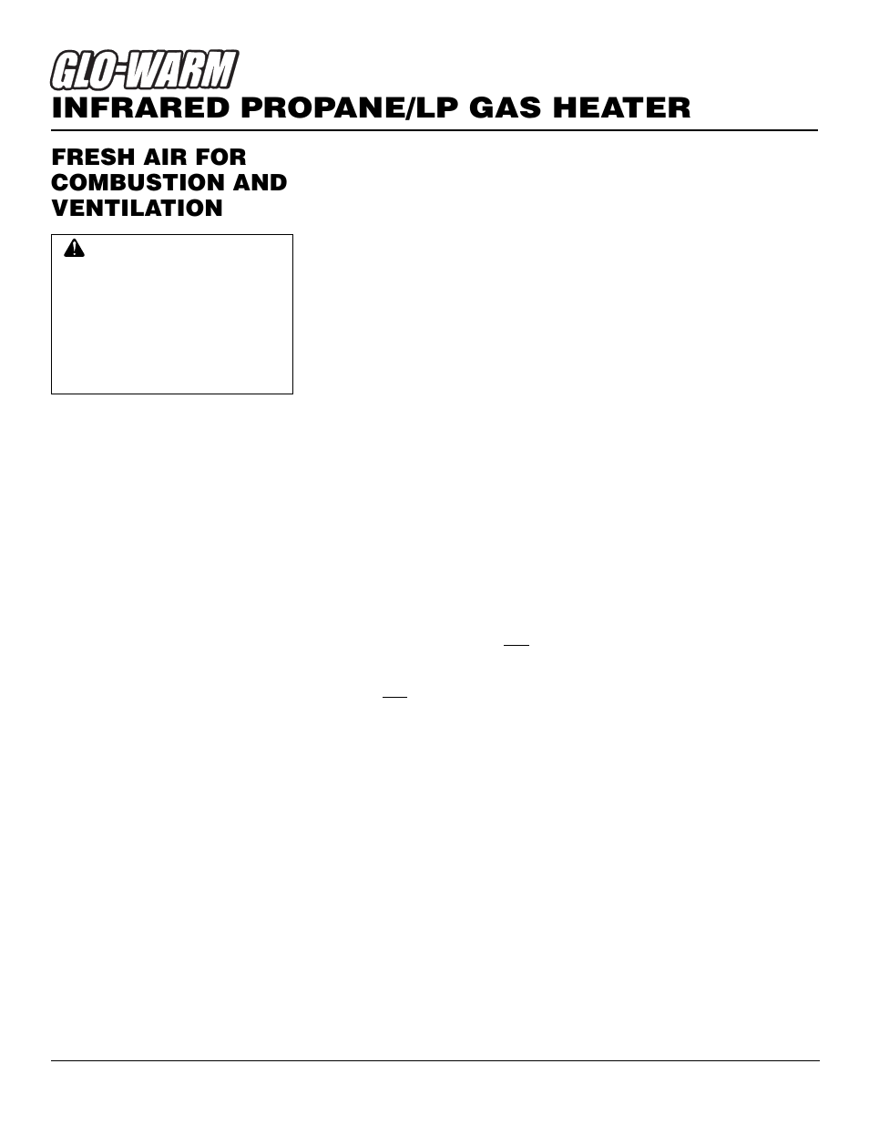 Infrared propane/lp gas heater, Fresh air for combustion and ventilation | Desa FBS-5C User Manual | Page 4 / 28