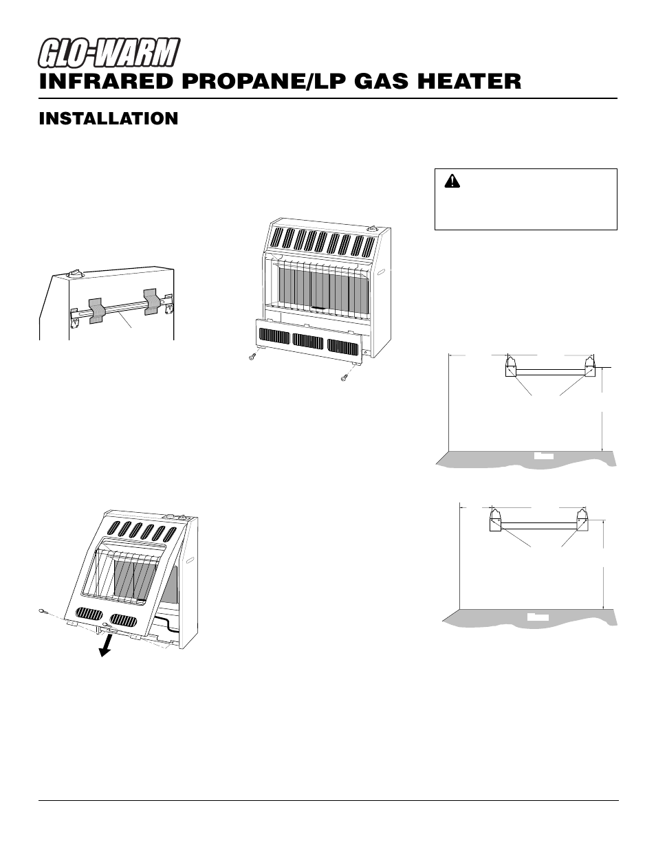 Infrared propane/lp gas heater, Installation, Continued | Installing heater to wall, Methods for attaching mounting bracket to wall, Marking screw locations, Mounting bracket | Desa FBS-5C User Manual | Page 8 / 28