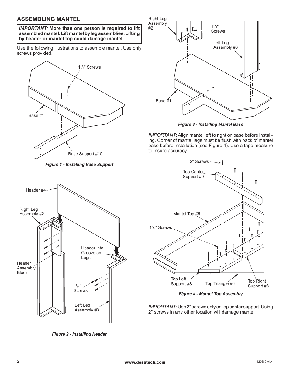 Assembling mantel | Desa C36TU User Manual | Page 2 / 4