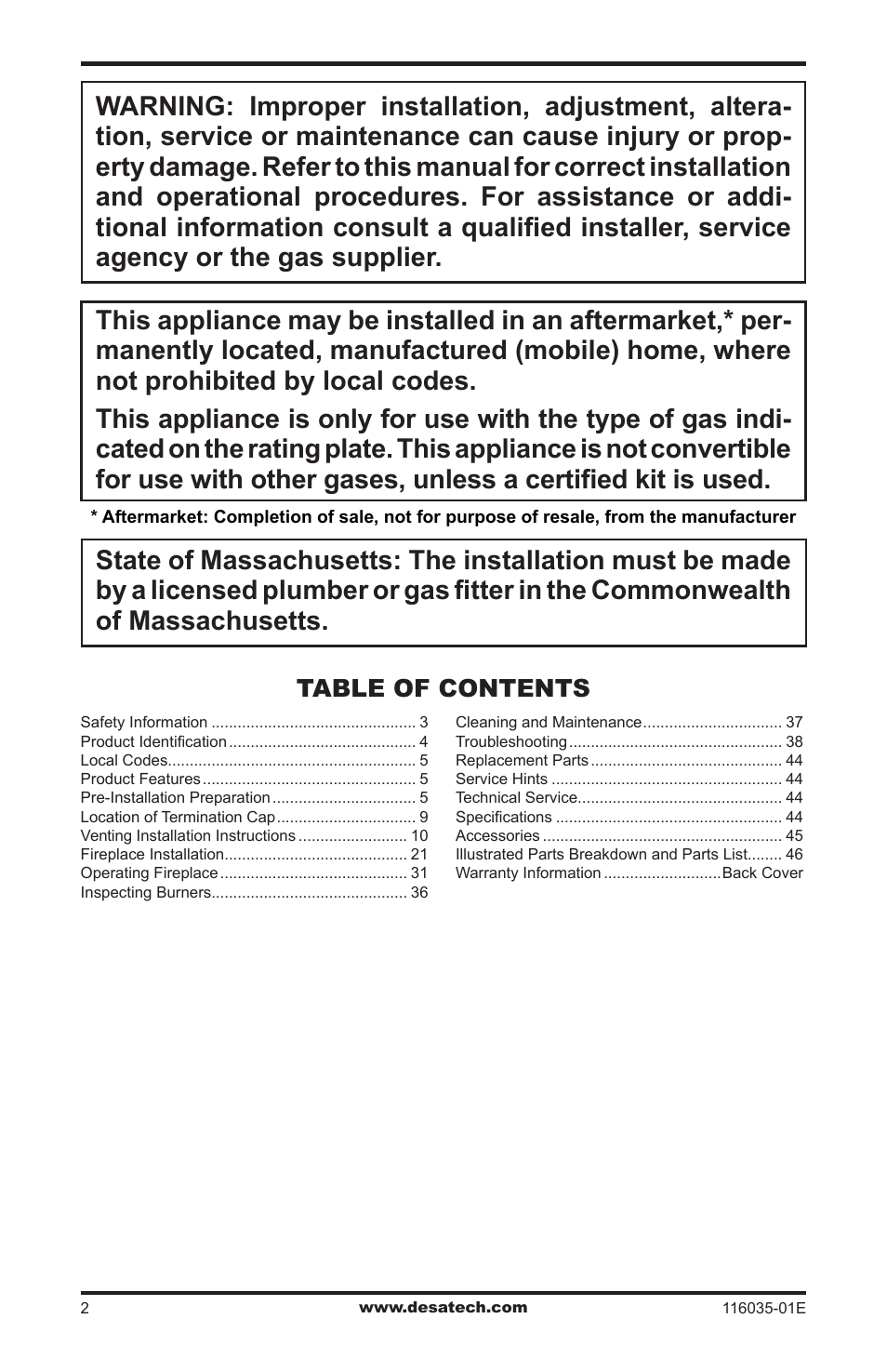 Desa V)CD36RN User Manual | Page 2 / 52