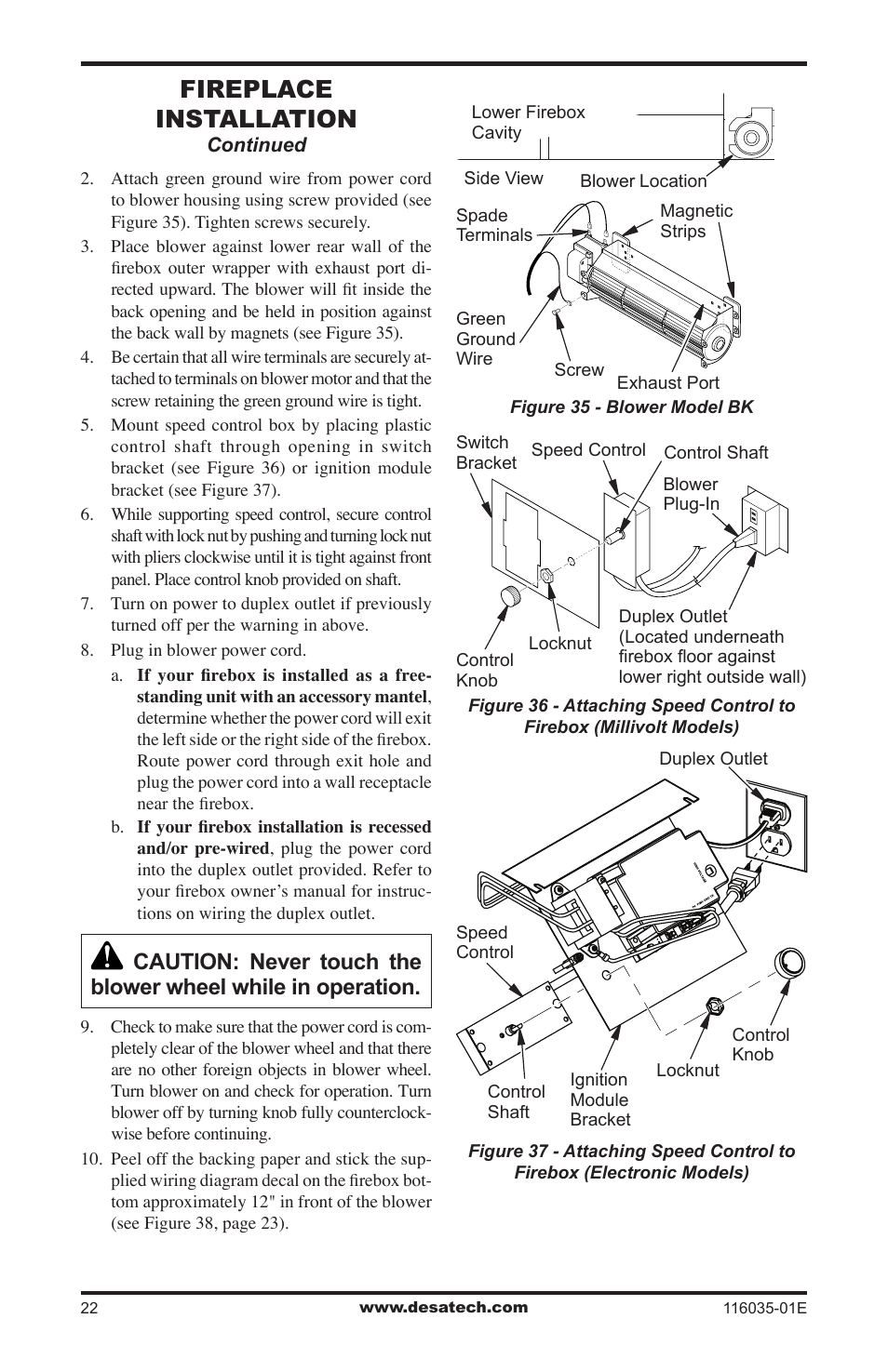 Fireplace installation | Desa V)CD36RN User Manual | Page 22 / 52
