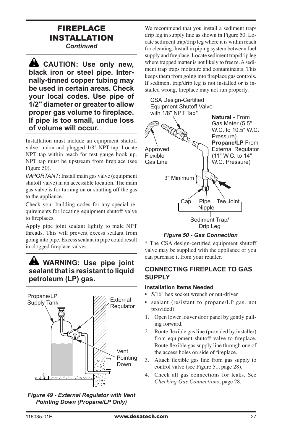 Fireplace installation | Desa V)CD36RN User Manual | Page 27 / 52