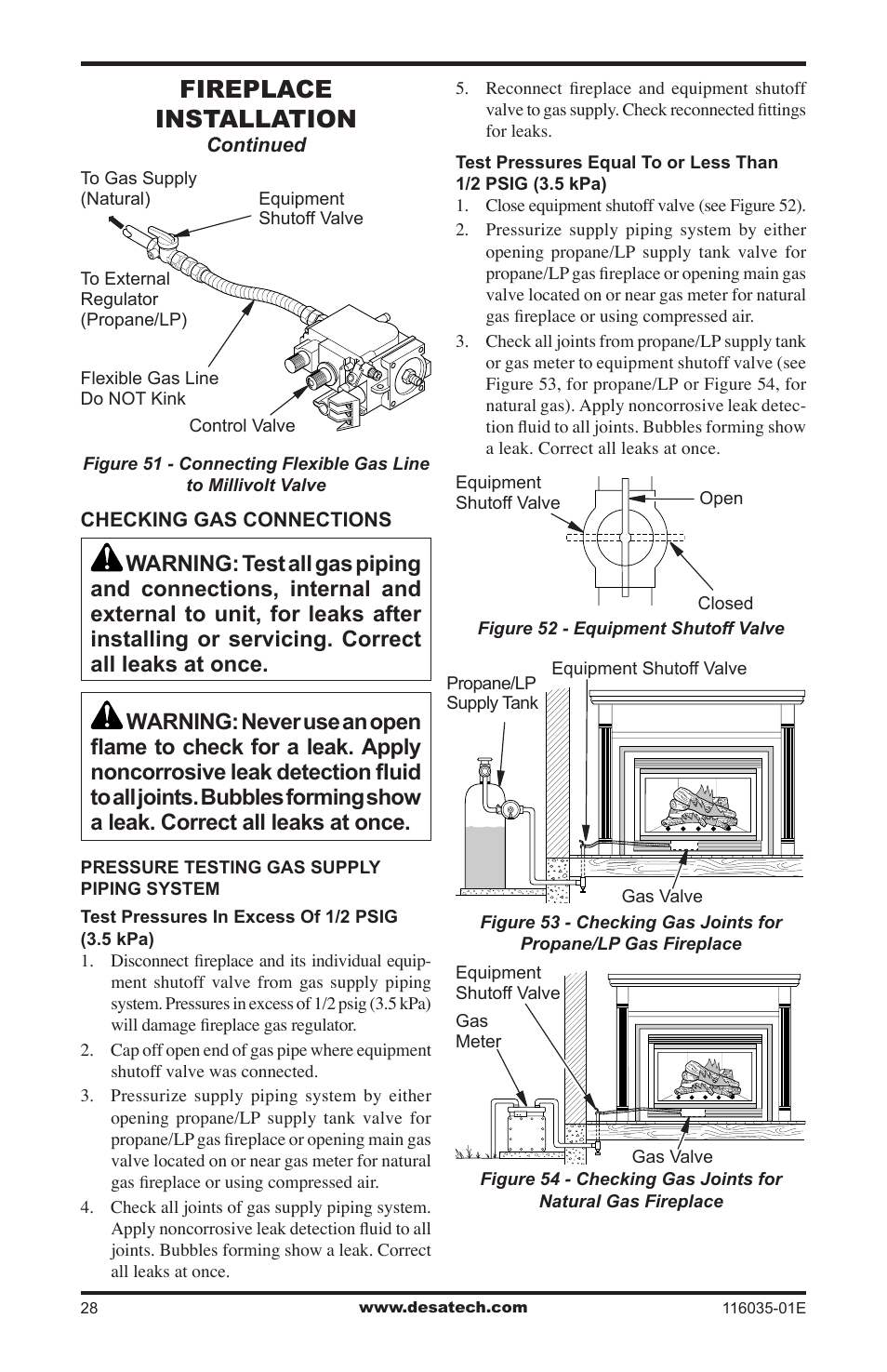 Fireplace installation | Desa V)CD36RN User Manual | Page 28 / 52