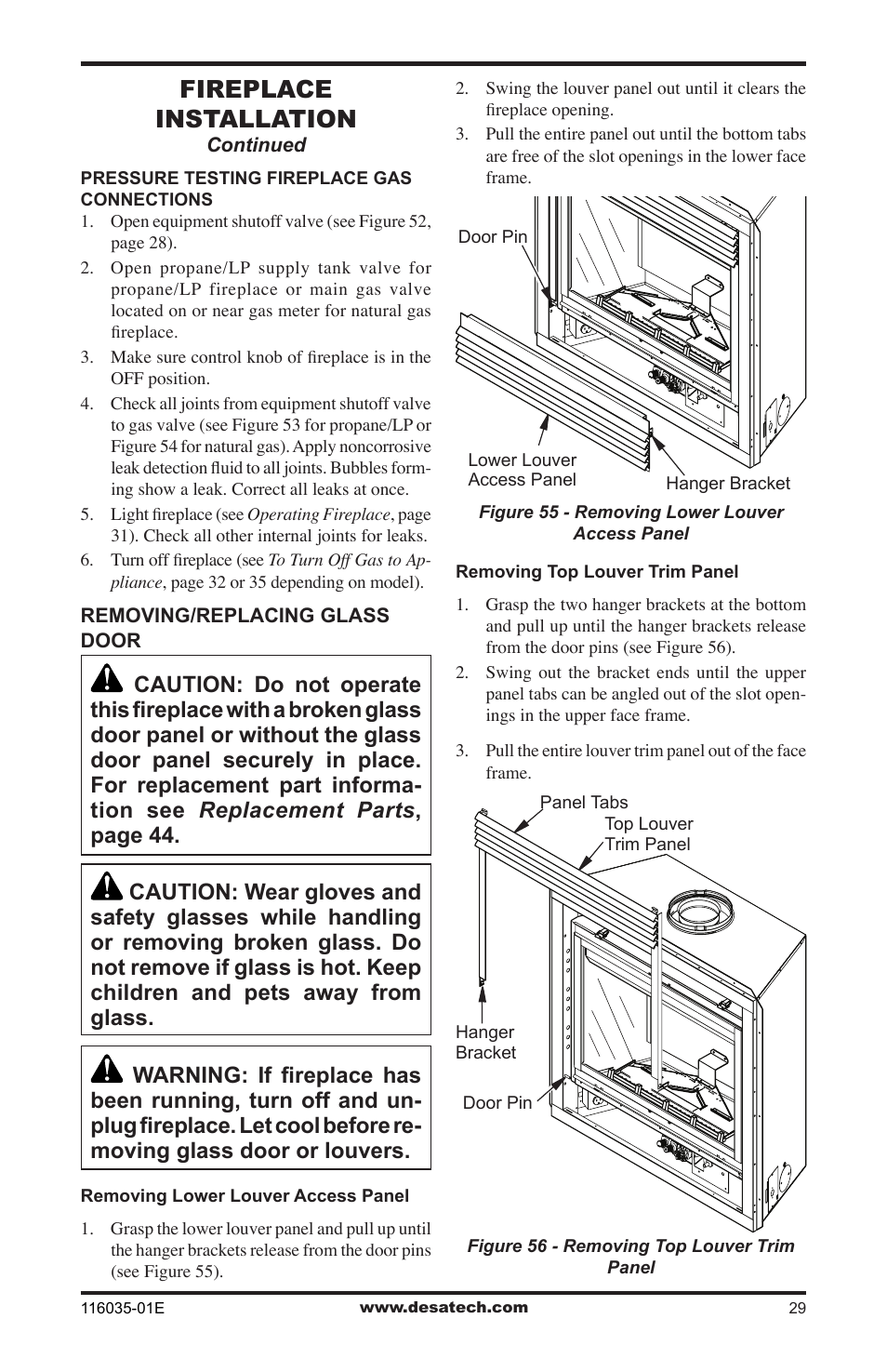 Fireplace installation | Desa V)CD36RN User Manual | Page 29 / 52