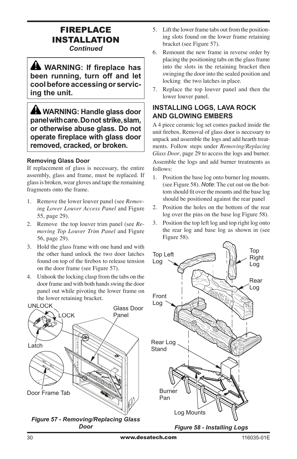 Fireplace installation | Desa V)CD36RN User Manual | Page 30 / 52