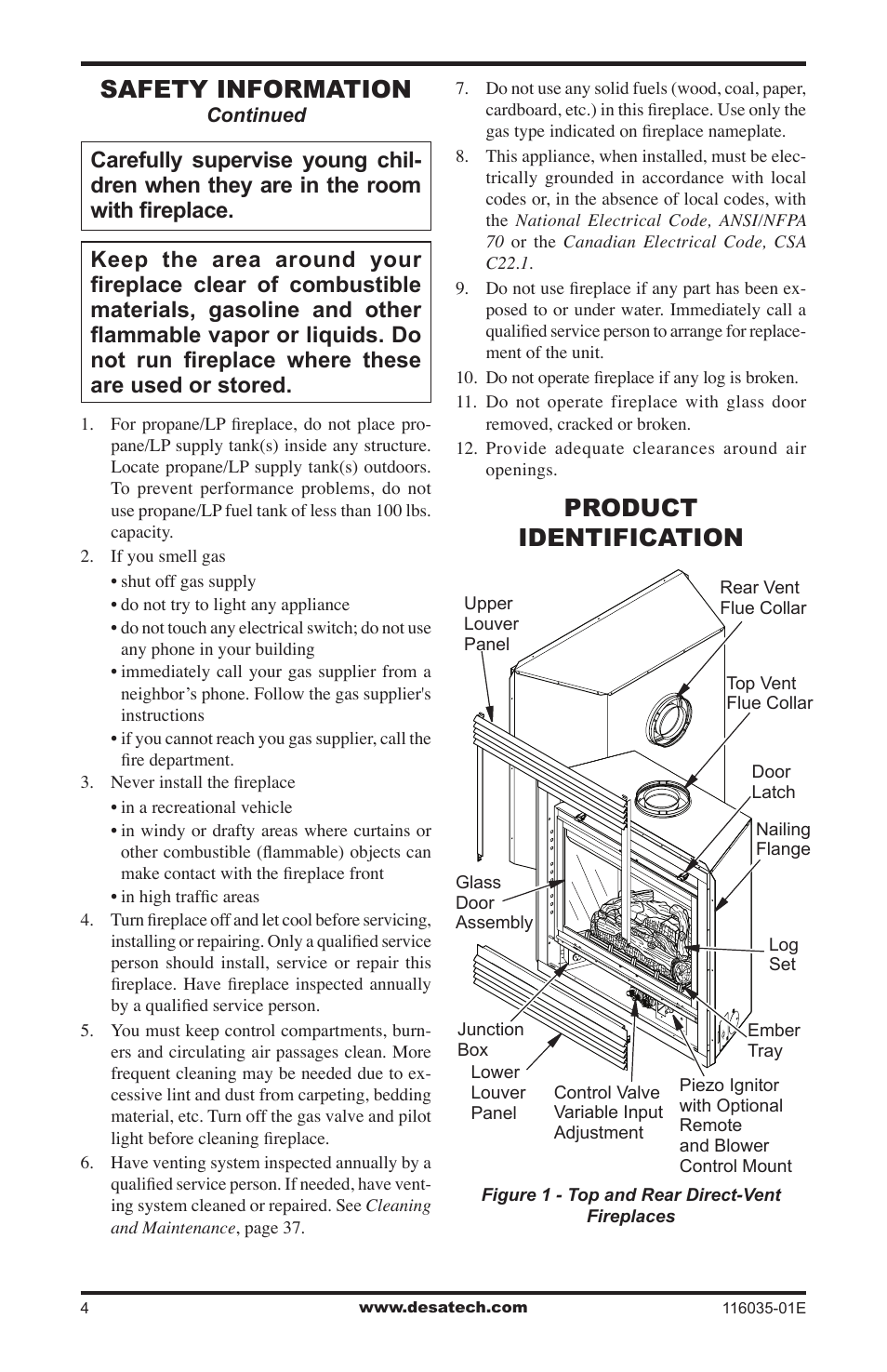 Product identification, Safety information | Desa V)CD36RN User Manual | Page 4 / 52