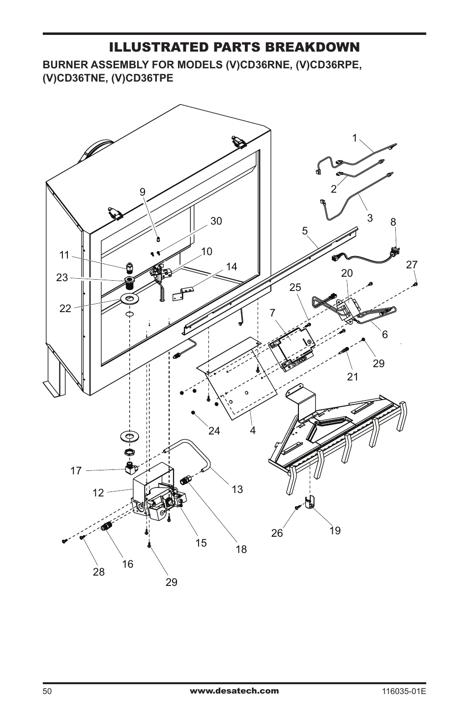 Illustrated parts breakdown | Desa V)CD36RN User Manual | Page 50 / 52