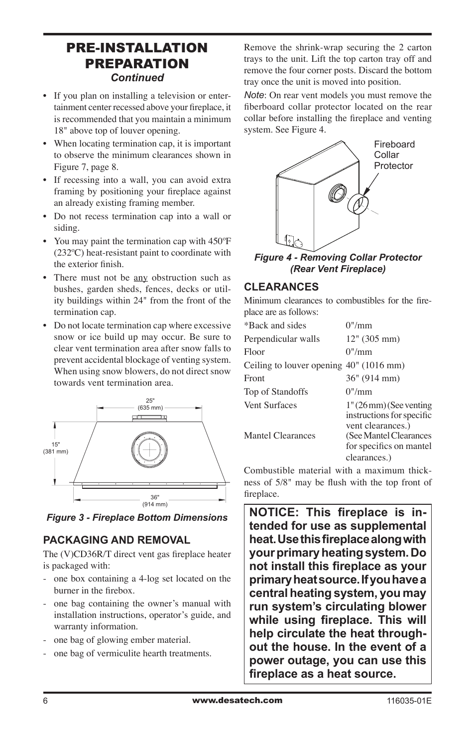 Pre-installation preparation | Desa V)CD36RN User Manual | Page 6 / 52