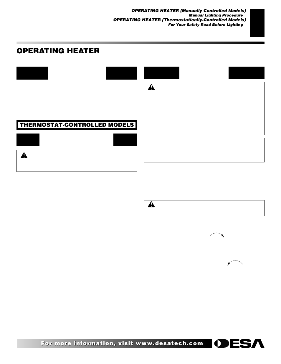 Operating heater, Continued | Desa CGD3018 User Manual | Page 19 / 42