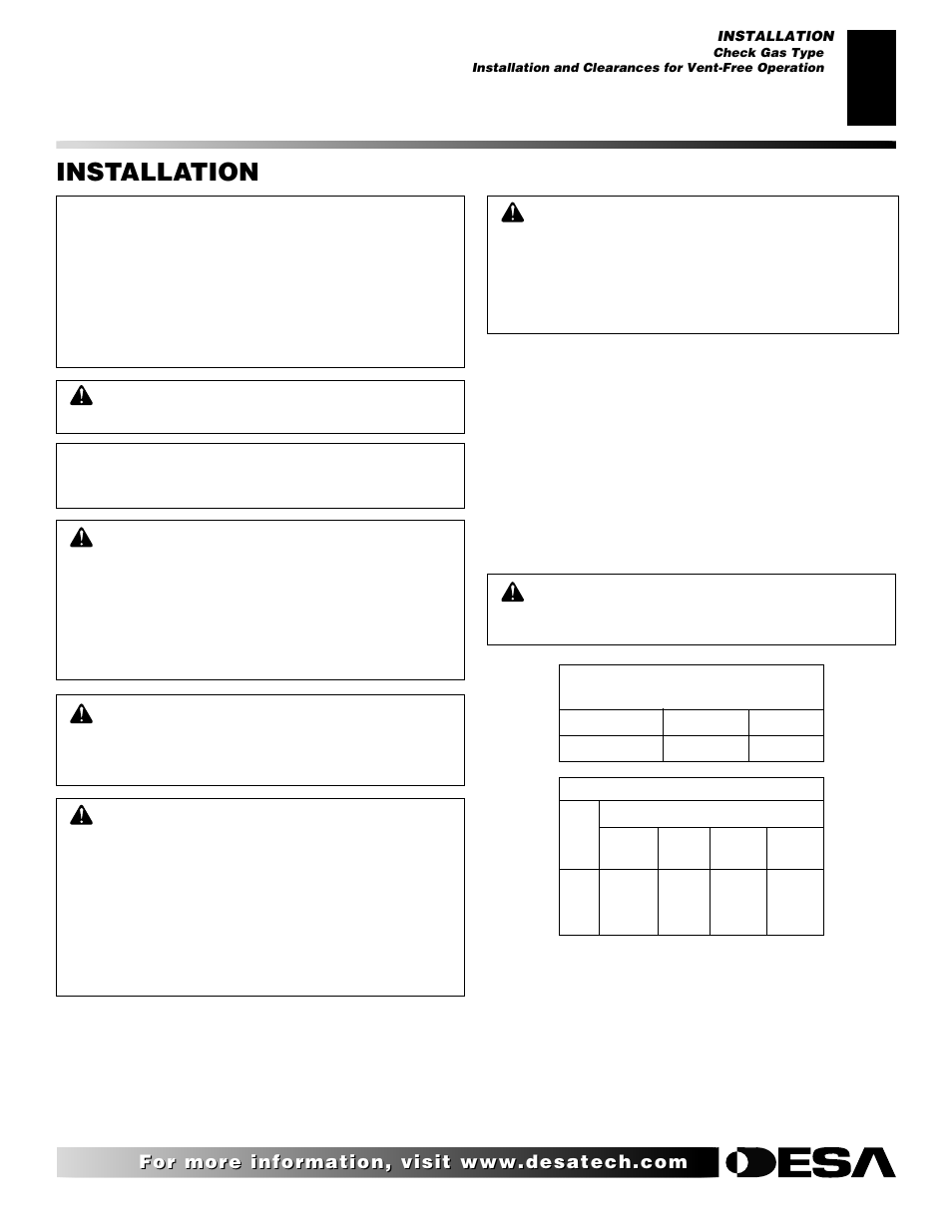 Installation | Desa CGD3018 User Manual | Page 7 / 42