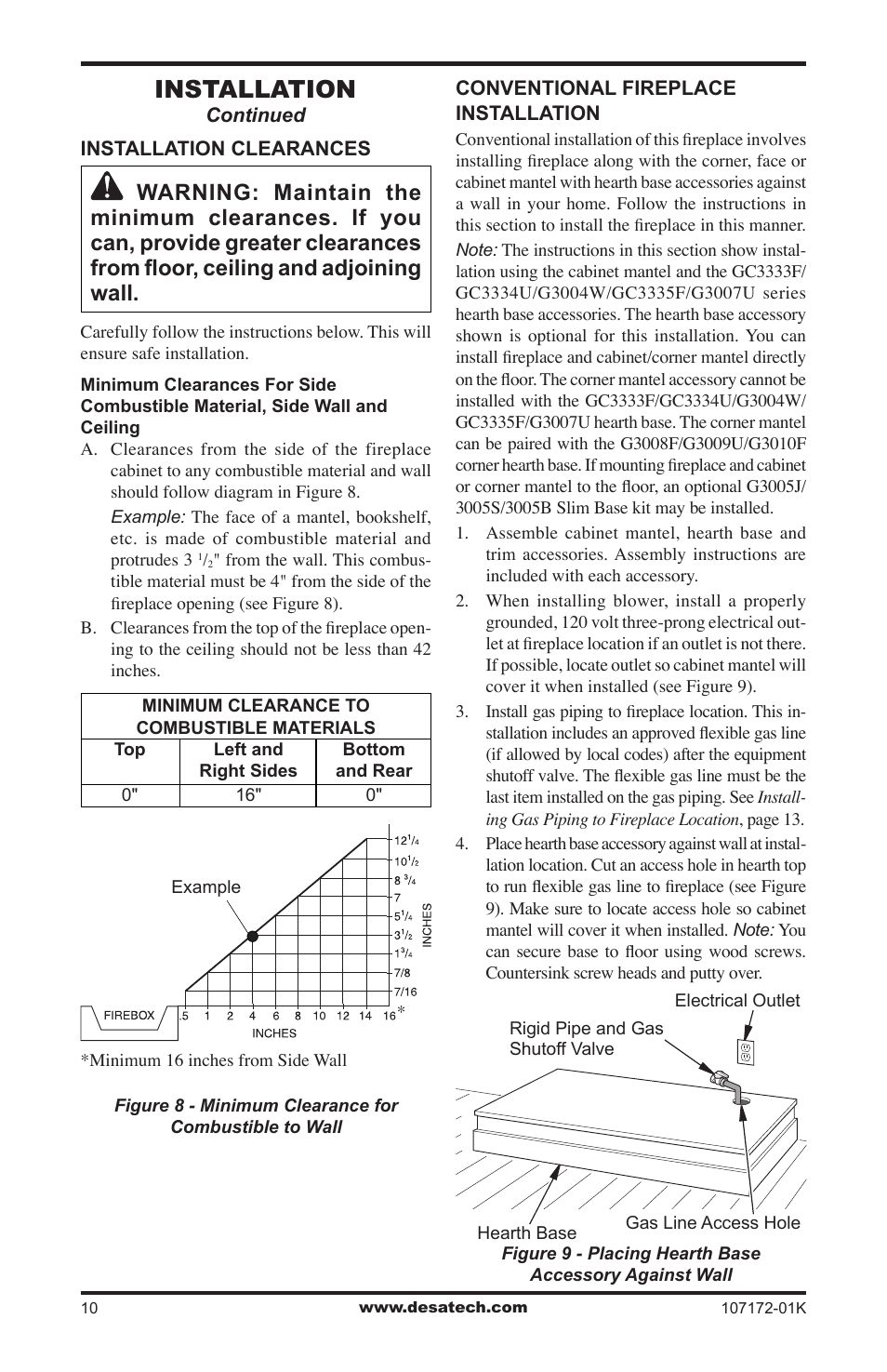 Installation | Desa EFS33NR User Manual | Page 10 / 36