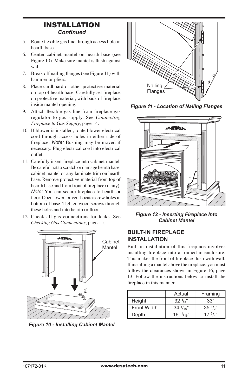 Installation | Desa EFS33NR User Manual | Page 11 / 36