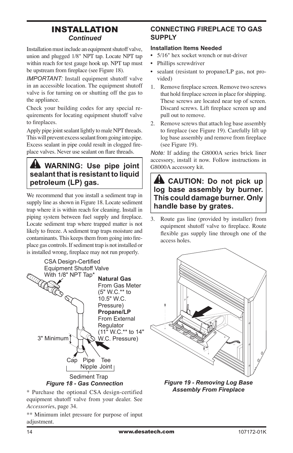 Installation | Desa EFS33NR User Manual | Page 14 / 36